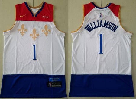 Men's New Orleans Pelicans #1 Zion Williamson White 2021 City Icon Sponsor Swingman Jersey
