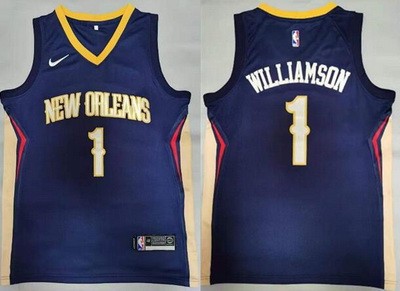 Men's New Orleans Pelicans #1 Zion Williamson Navy Icon Swingman Jersey