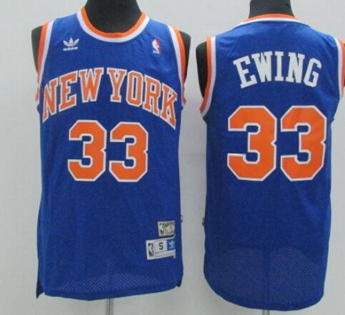 Men's New York Knicks #33 Patrick Ewing Blue Throwback Swingman Jersey