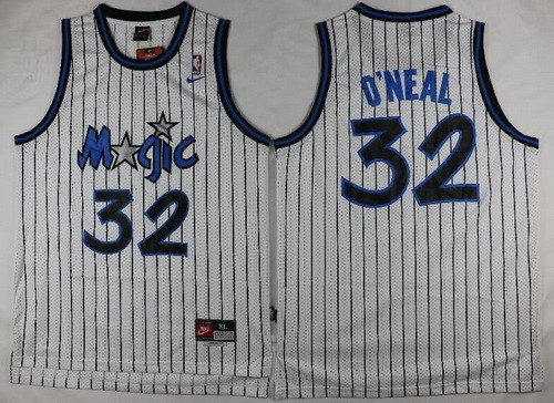 Men's Orlando Magic #32 Shaquille O'Neal White Throwback Swingman Jersey