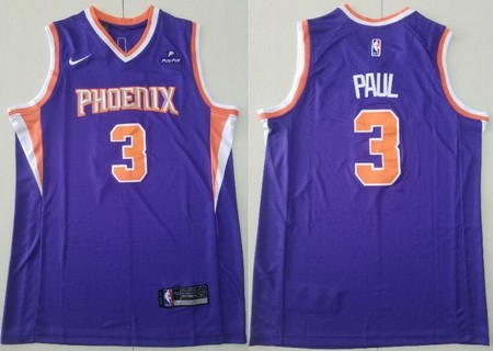 Men's Phoenix Suns #3 Chris Paul Purple Icon Sponsor Swingman Jersey