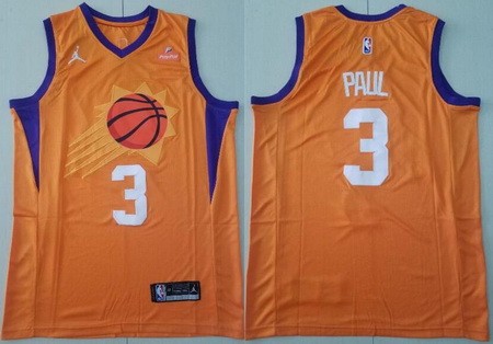 Men's Phoenix Suns #3 Chris Paul Orange 2021 Statement Icon Sponsor Swingman Jersey