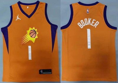 Men's Phoenix Suns #1 Devin Booker Orange 2021 Statement Icon Swingman Jersey