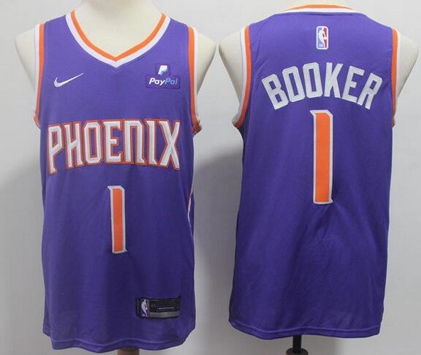 Men's Phoenix Suns #1 Devin Booker Purple Icon Sponsor Swingman Jersey