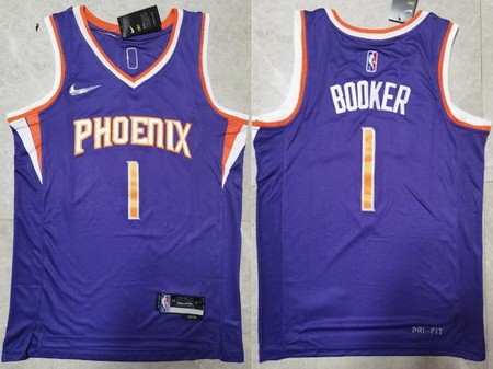 Men's Phoenix Suns #1 Devin Booker Purple Diamond 75th Icon Swingman Jersey