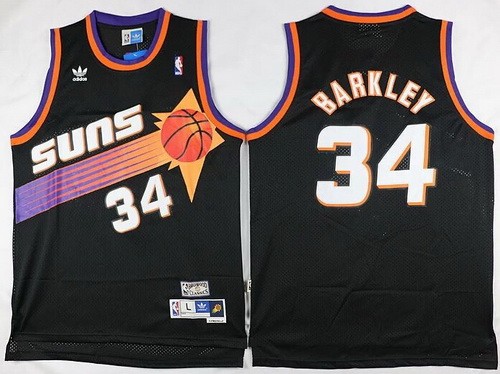 Men's Phoenix Suns #34 Charles Barkley Black Throwback Swingman Jersey