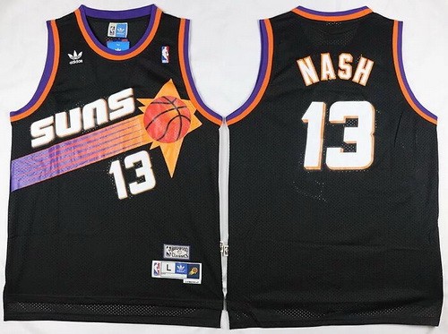 Men's Phoenix Suns #13 Steve Nash Black Throwback Swingman Jersey