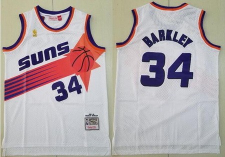 Men's Phoenix Suns #34 Charles Barkley White 1992 Throwback Swingman Jersey