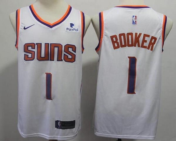 Men's Phoenix Suns #1 Devin Booker White Icon Sponsor Swingman Jersey