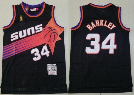Men's Phoenix Suns #34 Charles Barkley Black 1992 Throwback Swingman Jersey