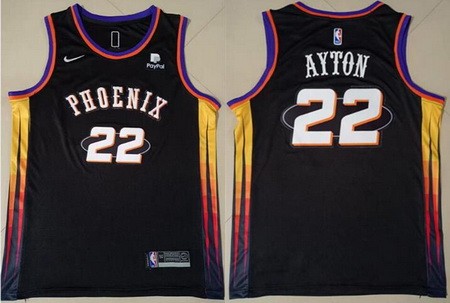 Men's Phoenix Suns #22 Deandre Ayton Black City Diamond 75th Icon Sponsor Swingman Jersey
