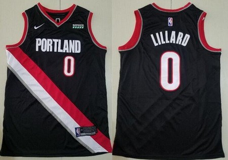 Men's Portland Trail Blazers #0 Damian Lillard Black Icon Sponsor Swingman Jersey