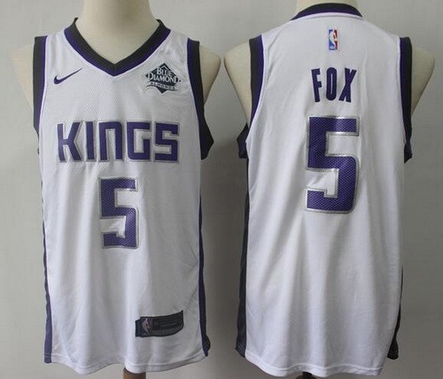 Men's Sacramento Kings #5 De'Aaron Fox White Icon Sponsor Swingman Jersey