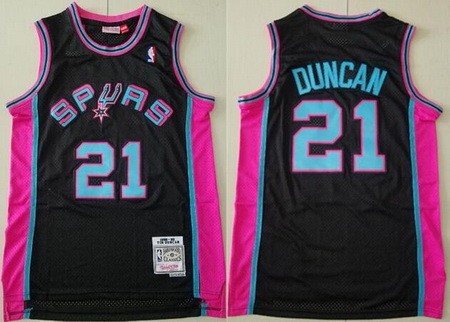Men's San Antonio Spurs #21 Tim Duncan Black 1998 Throwback Swingman Jersey