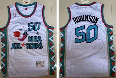 Men's San Antonio Spurs #50 David Robinson White All Star Swingman Jersey