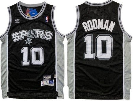 Men's San Antonio Spurs #10 Dennis Rodman Black Throwback Swingman Jersey