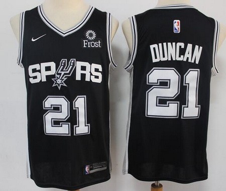 Men's San Antonio Spurs #21 Tim Duncan Black Icon Sponsor Swingman Jersey
