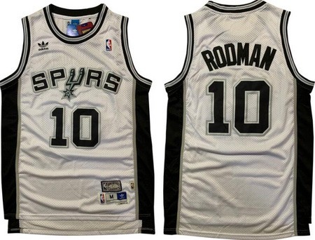 Men's San Antonio Spurs #10 Dennis Rodman White Throwback Swingman Jersey