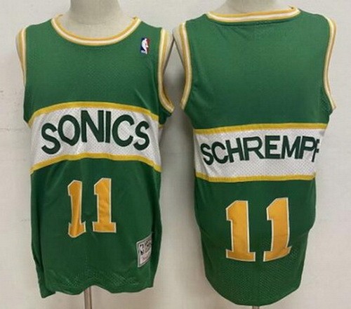 Men's Seattle Sonics #11 Detlef Schrempf Green Throwback Swingman Jersey
