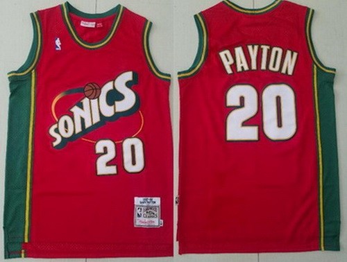 Men's Seattle Sonics #20 Gary Payton Red 1995 Throwback Swingman Jersey