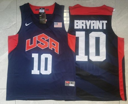 Men's Dream 10 USA #10 Kobe Bryant Navy Swingman Jersey