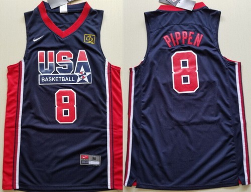 Men's Dream 1 USA #8 Scottie Pippen Navy 1992 Olympic Swingman Jersey