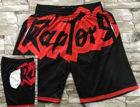 Men's Toronto Raptors Black Red Laser Printing Shorts