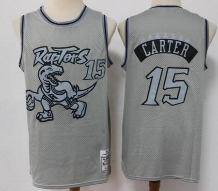 Men's Toronto Raptors #15 Vince Carter Gray Throwback Swingman Jersey