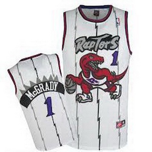 Men's Toronto Raptors #1 Tracy McGrady White Throwback Swingman Jersey