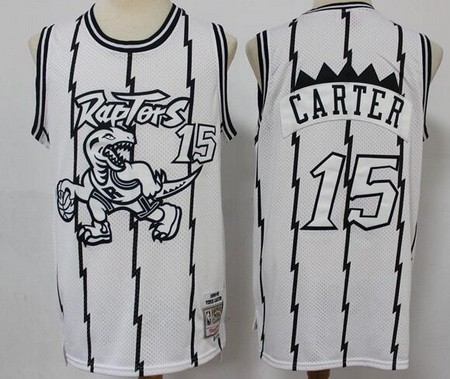 Men's Toronto Raptors #15 Vince Carter White Shadow 1998 Throwback Swingman Jersey