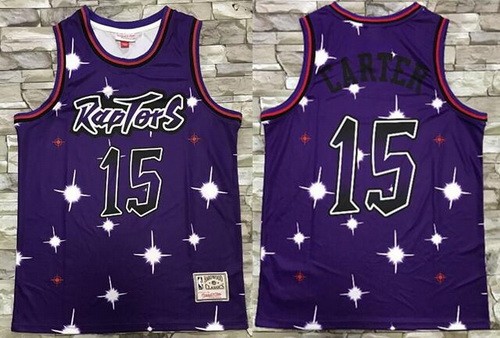 Men's Toronto Raptors #15 Vince Carter Purple Starry Sky Hardwood Classics Printed Jersey
