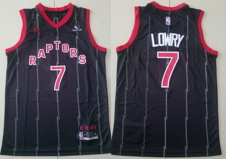 Men's Toronto Raptors #7 Kyle Lowry Black Statement Icon Sponsor Swingman Jersey