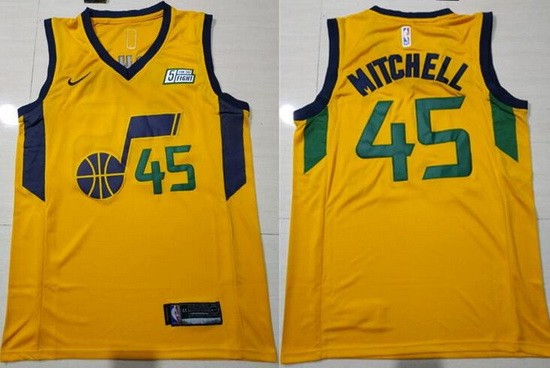 Men's Utah Jazz #45 Donovan Mitchell Yellow Icon Sponsor Swingman Jersey