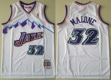 Men's Utah Jazz #32 Karl Malone White 1996 Hollywood Classic Swingman Jersey
