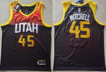 Men's Utah Jazz #45 Donovan Mitchell Black 2021 City Icon Swingman Jersey