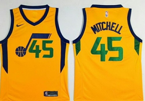 Men's Utah Jazz #45 Donovan Mitchell Yellow Icon Swingman Jersey