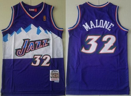 Men's Utah Jazz #32 Karl Malone Purple 1996 Hollywood Classic Swingman Jersey