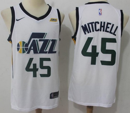 Men's Utah Jazz #45 Donovan Mitchell White Icon Sponsor Nike Swingman Jersey