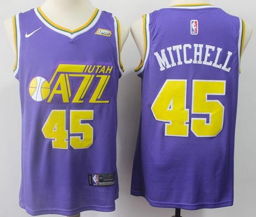 Men's Utah Jazz #45 Donovan Mitchell Purple Icon Sponsor Swingman Jersey