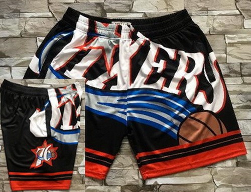 Men's Philadelphia 76ers Black Pockets Printed Shorts
