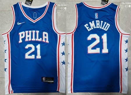 Men's Philadelphia 76ers #21 Joel Embiid Blue Diamond 75th Icon Swingman Jersey