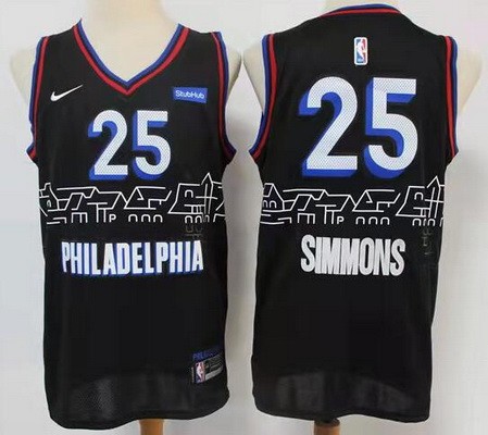 Men's Philadelphia 76ers #25 Ben Simmons Black 2021 City ICon Sponsor Swingman Jersey