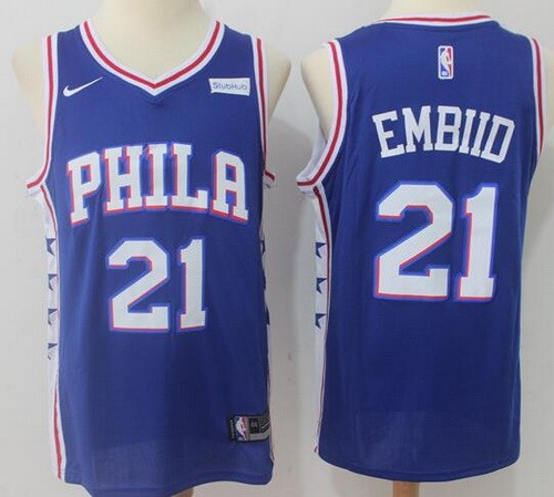 Men's Philadelphia 76ers #21 Joel Embiid Blue Icon Sponsor Nike Swingman Jersey