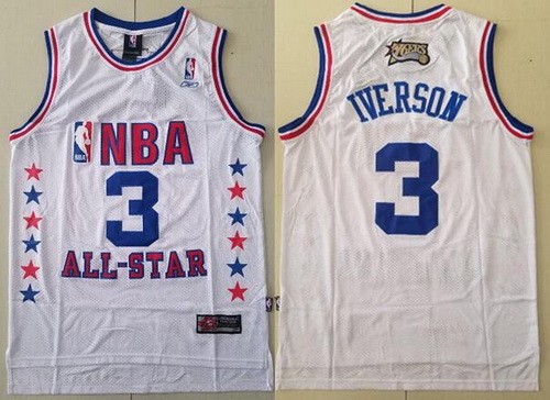 Men's Philadelphia 76ers #3 Allen Iverson White 2003 All Star Swingman Jersey