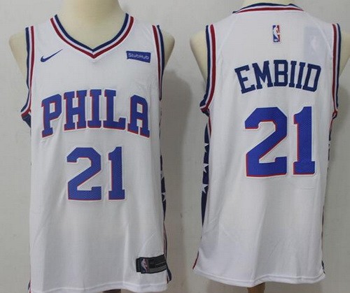 Men's Philadelphia 76ers #21 Joel Embiid White Icon Sponsor Nike Swingman Jersey