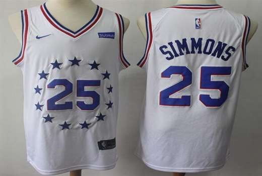 Men's Philadelphia 76ers #25 Ben Simmons White Earned Icon Sponsor Swingman Jersey