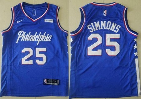 Men's Philadelphia 76ers #25 Ben Simmons Blue 2019 Icon Sponsor Swingman Jersey