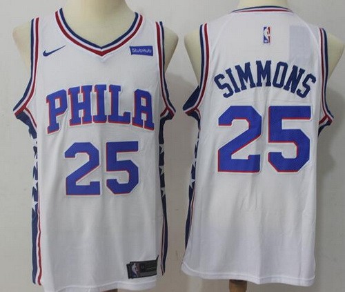 Men's Philadelphia 76ers #25 Ben Simmons White Icon Sponsor Nike Swingman Jersey