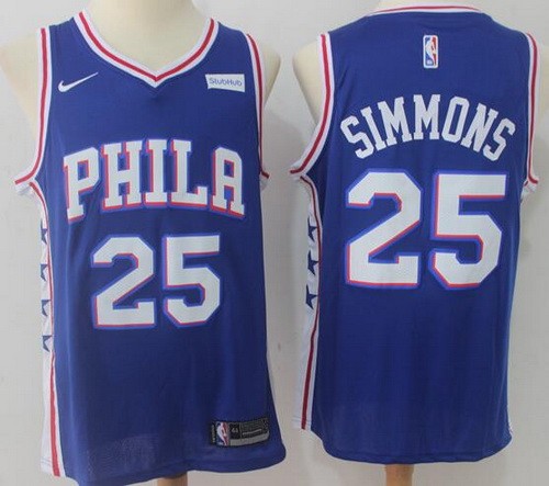 Men's Philadelphia 76ers #25 Ben Simmons Blue Icon Sponsor Nike Swingman Jersey