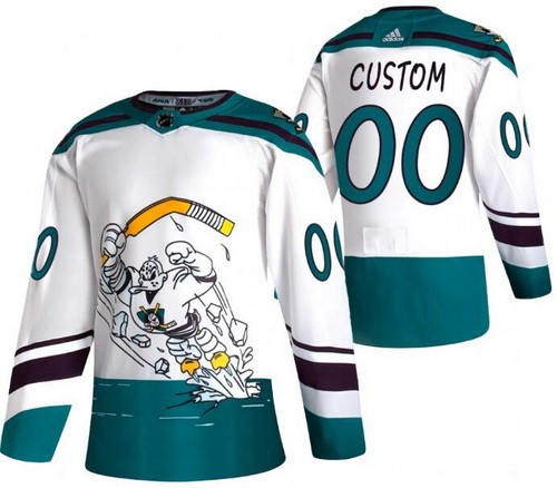 Men's Anaheim Ducks Customized White 2021 Reverse Retro Special Authentic Jersey
